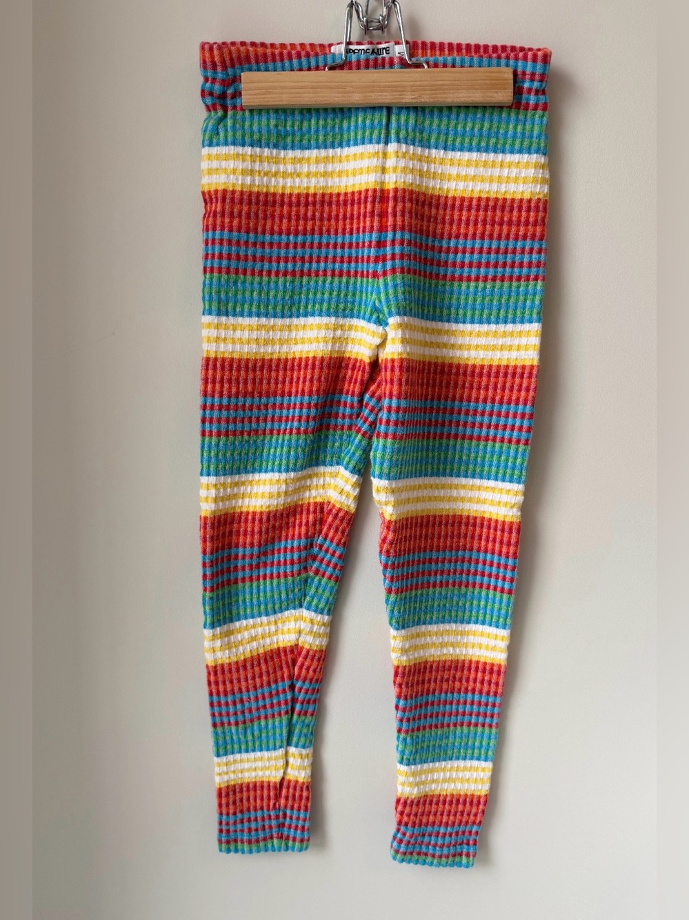 Vintage Women’s Multicolor Stripe Textured Cropped Leggings MED